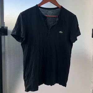 Men’s Black Lacoste Henley Shirt